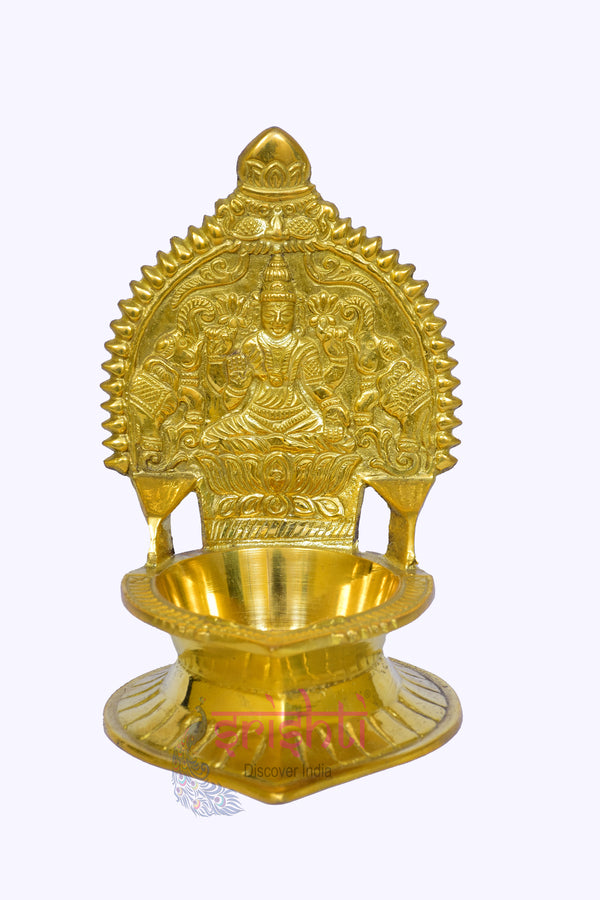 SIKB-Brass Kamakshi Diya Gajalakshmi Embossed-4 Inches (ISKKB0115)