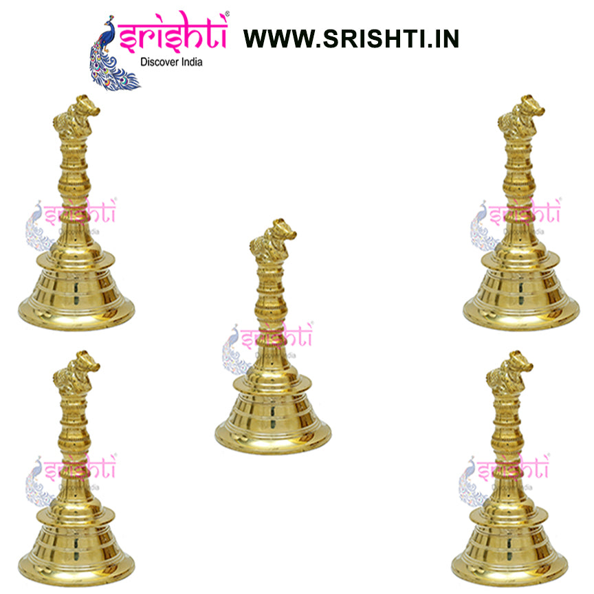 SIKB-Brass Nandi Pooja Bell-10 Inches-(Pack of 5)