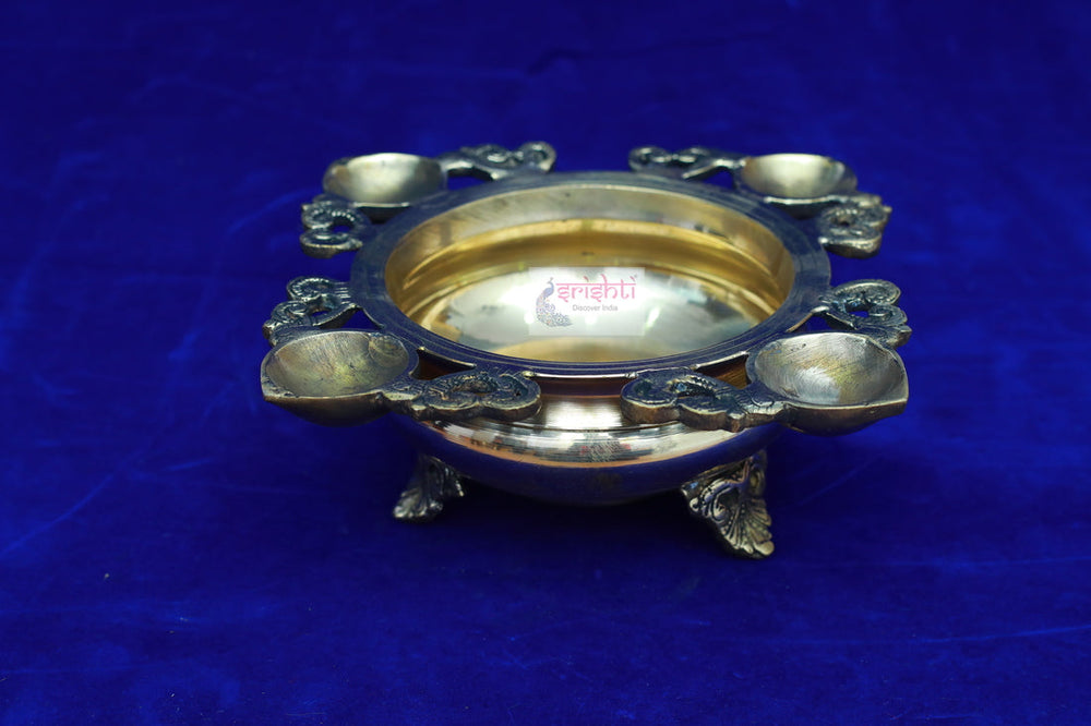 SBBU-Brass Uruli with Four Diya-5 Inches (ISBB1247)