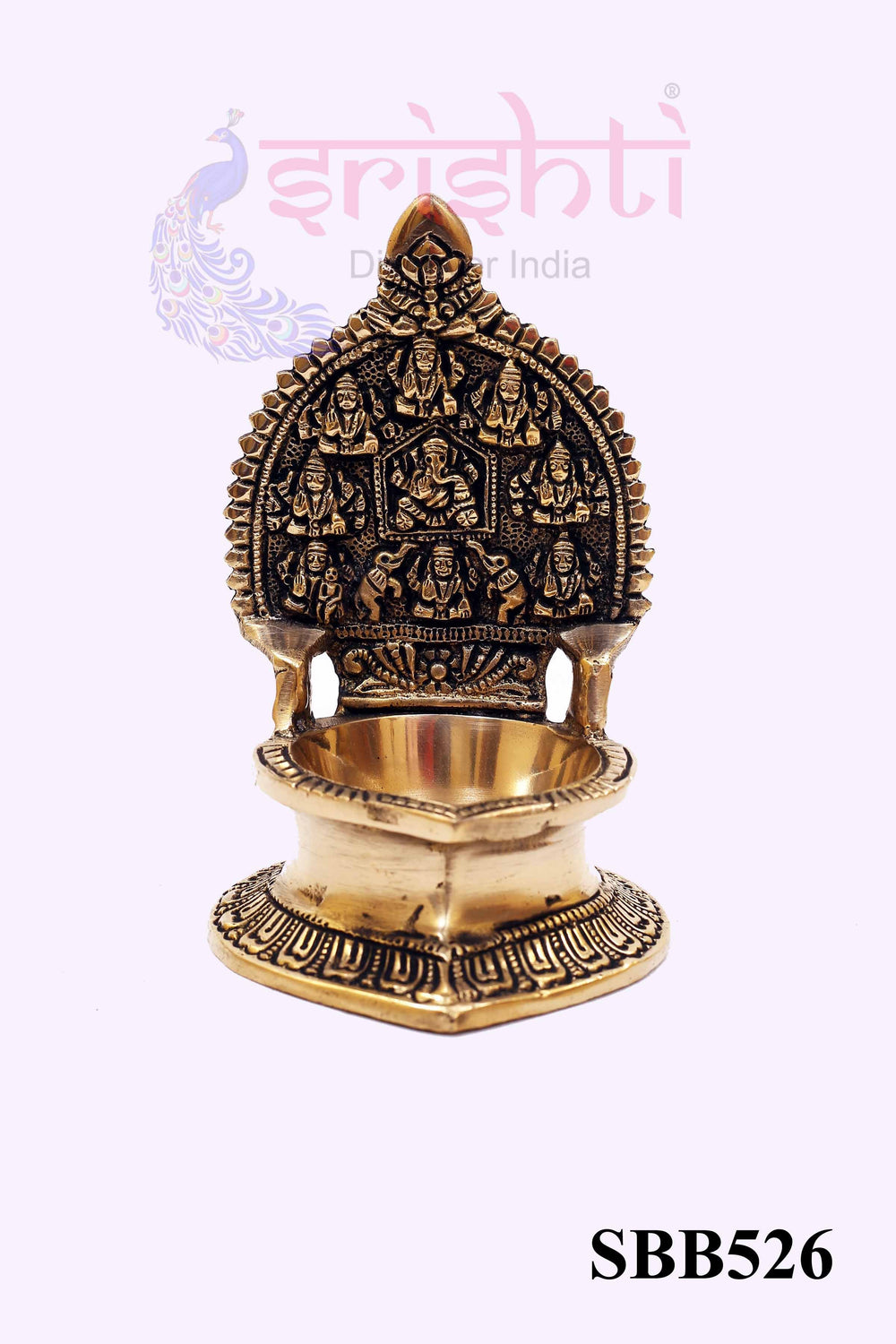 SBBU-Brass Ashtalakshmi Diya with Ganesha Embosed-5 inches (ISBB526)