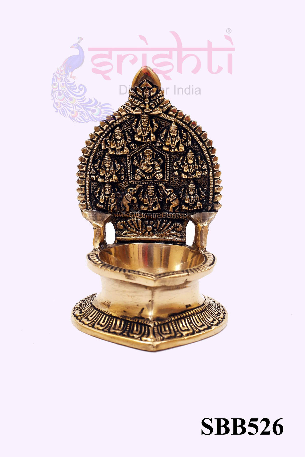 SBBU-Brass Ashtalakshmi Diya with Ganesha Embosed-5 inches (ISBB526)