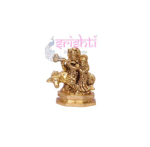 SBBU-Brass Cow Radha Krishna-3 Inches (ISBB590)