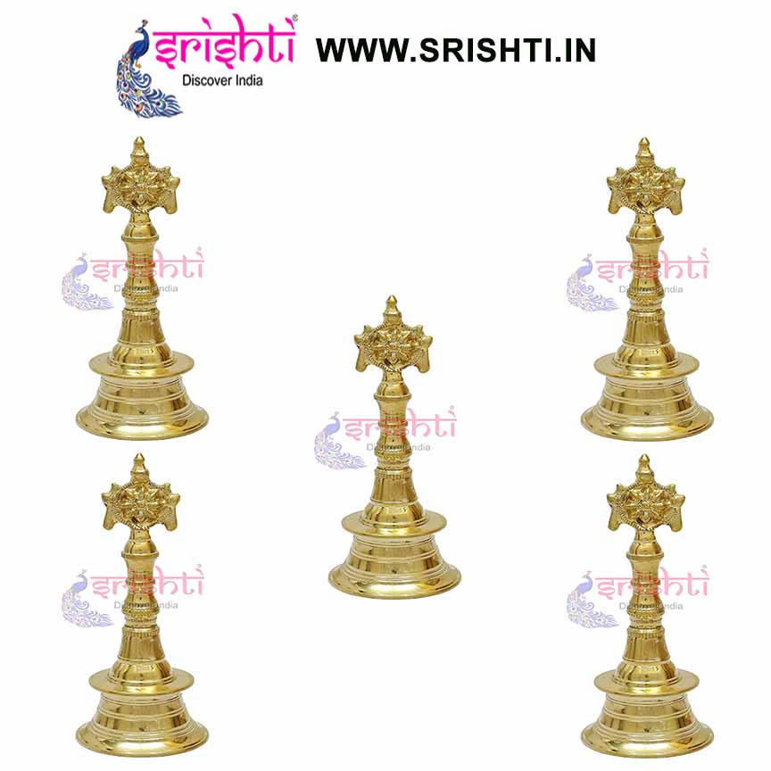 SIKB-Srishti Special Brass Shankh Chakra Pooja Bell-10 Inches-(Pack of 5)