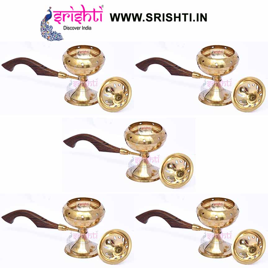 SIKB-Brass Dhoop Stand With Lid-6.5 Inches-(Pack of 5)