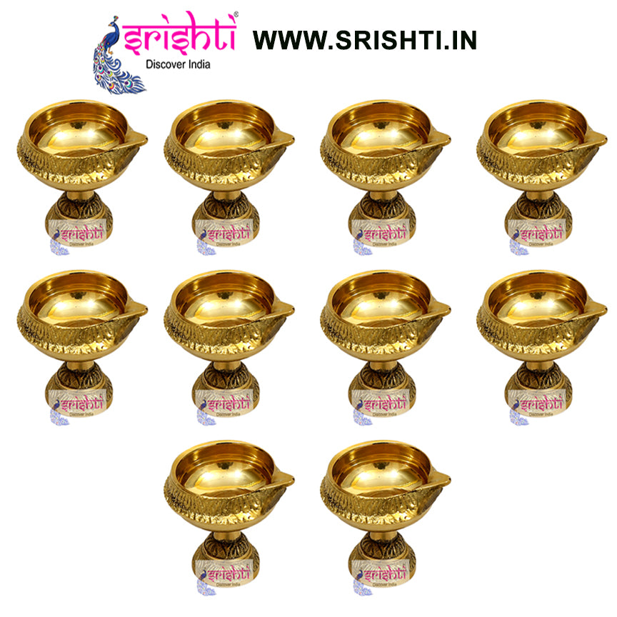 SIKB-Brass Kubera Diya with Stand-S2-(Pack of 25)
