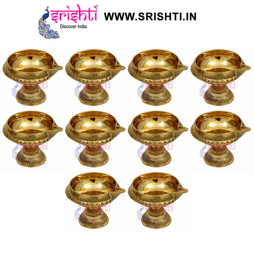 SIKB-Brass Kubera Diya with Stand-S9-(Pack of 25)