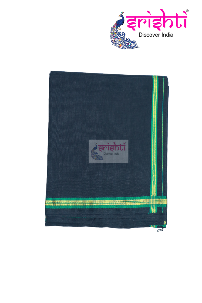 SADV-Srishti Premium Men's Cotton Ayyappa Black Dhoti/Vesti-4 Yards-M06